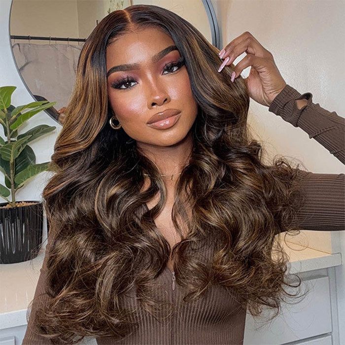Balayage Highlight Body Wave Human Hair Wig | HD Lace Front 13x4 or 6x5 | Glueless - Lumma
