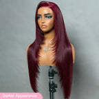 Lumma - Burgundy Purple Black Cherry Straight Human Hair Wig | 7x5 Glueless Lace | Drawstring