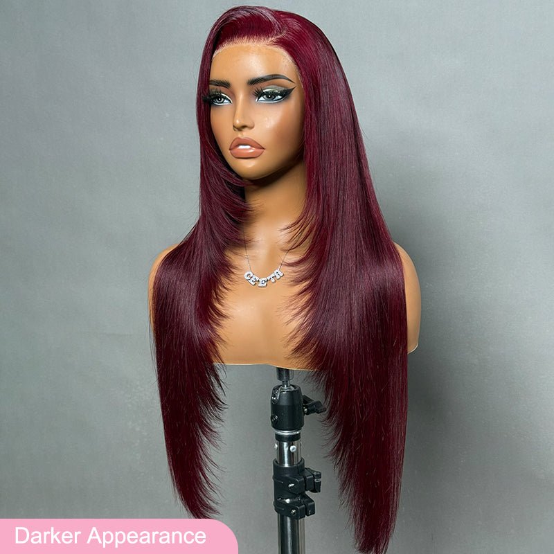 Lumma - Burgundy Purple Black Cherry Straight Human Hair Wig | 7x5 Glueless Lace | Drawstring