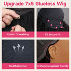 Lumma - Burgundy Purple Black Cherry Straight Human Hair Wig | 7x5 Glueless Lace | Drawstring