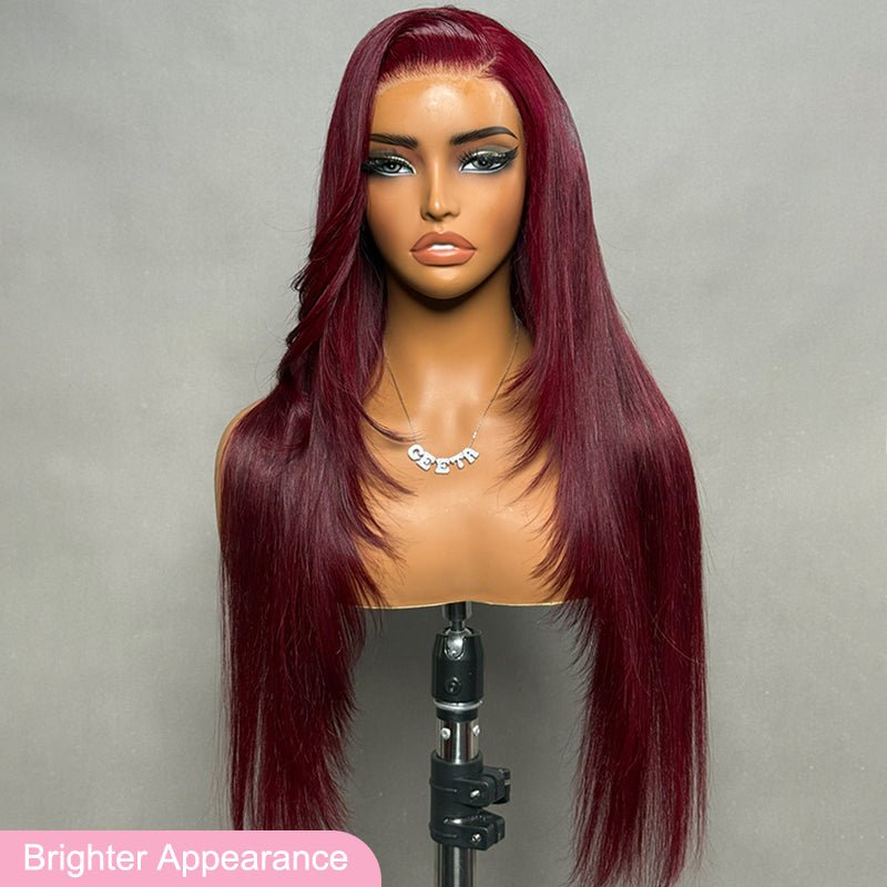 Lumma - Burgundy Purple Black Cherry Straight Human Hair Wig | 7x5 Glueless Lace | Drawstring